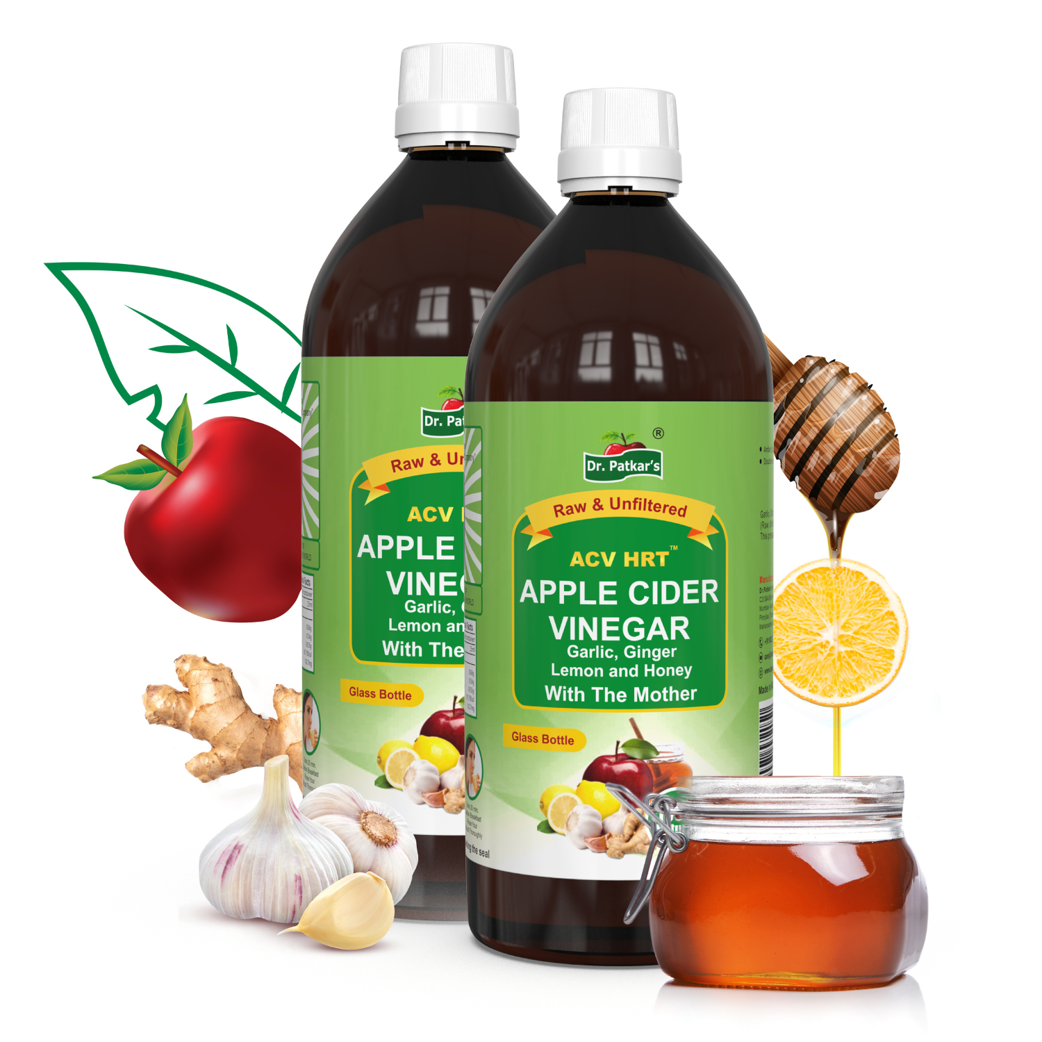 Dr. Patkar's Apple Cider Vinegar Ginger, Garlic,Lemon & Honey with the Mother Vinegar  (1000 ml)
